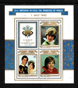 Aitutaki-Sc#264a- id7-unusd NH sheet -21st Birthday-Princess Diana-1982-