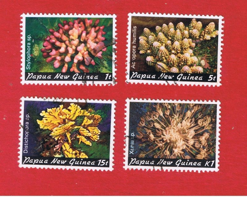 Papua New Guinea #566-569  VF used   Coral    Free S/H