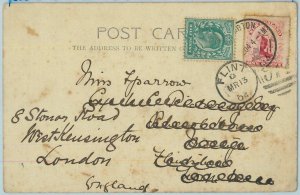 BK0361 - NEW ZEALAND - Postal History - POSTCARD to ENGLAND, redirected! 1904-