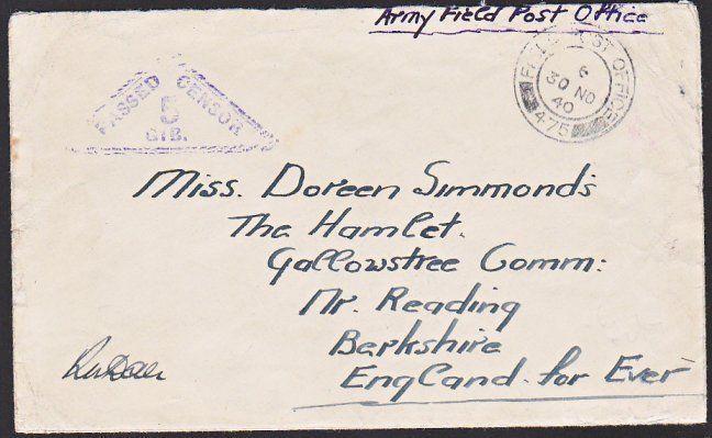 GIBRALTAR 1940 cover Field PO 475 and censor mark #5.......................67393