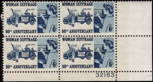 US #1406 WOMEN SUFFRAGE MNH LR PLATE BLOCK #32163 DURLAND .60¢