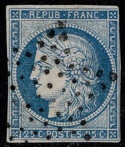 1849 France Scott#- 6 25 Centimes Ceres Series Used