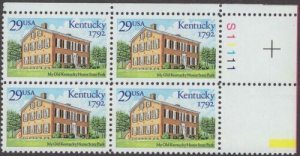 1992 Kentucky Statehood Bicentennial Plate Block of 4 29c Stamps, Sc# 2636, MNH