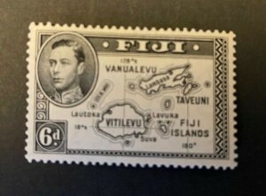 Fiji: 1940, King George VI definitive, 6d black, perforation 13.5, LHM