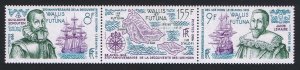 Wallis and Futuna Discovery of Horn Islands strip of 3v Def 1986 MNH SC#340