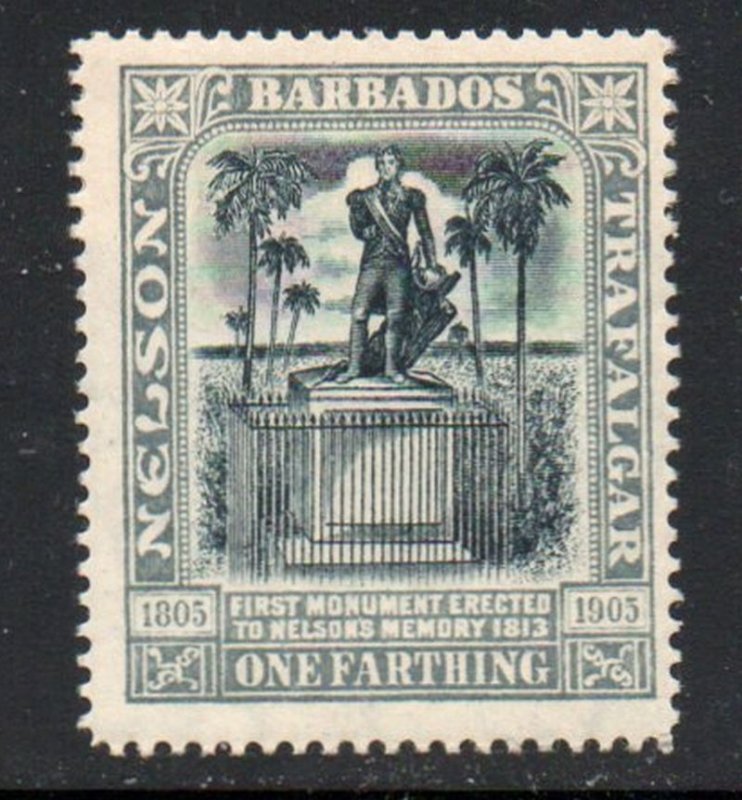 Barbados  Sc  110 1907 1 farthing Nelson Statue stamp mint