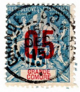 (I.B) France Colonial Postal : Grande Comore 5c on 15c OP