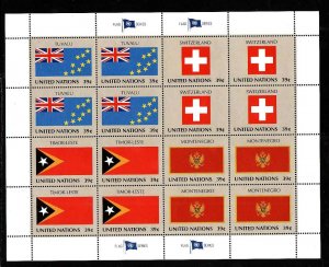 United Nations New York-Sc#921-4- id8-unused NH sheet-Flags-2007-