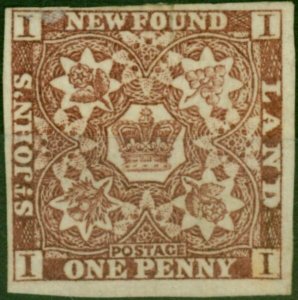 Newfoundland 1862 1d Chocolate-Brown SG16 Ave Unused
