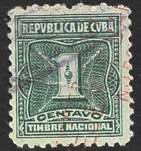 CUBA 1932 1c Perf. 10 GENERAL REVENUE GP25 Used Creased