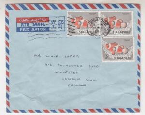 SINGAPORE, 1967 Airmail cover to GB, 5c. Fish (3)