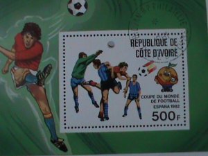 ​IVORY COAST-1982-WORLD CUP SOCCER-ESPANA'82-CTO S/S VERY FINE-FANCY CANCEL