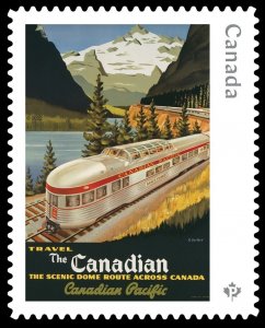 Die Cut = TRAVEL SCENIC TRAIN = VINTAGE TRAVEL POSTERS =single stamp Canada 2022