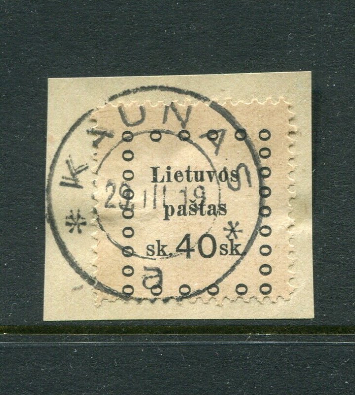 x27 - LITHUANIA 1919 Kaunas MUNICIPAL Revenue Stamp 40sk. On Piece