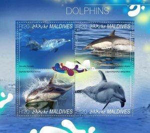 Maldives 2014 MNH-DOLPHINS   |  Michel Code: 5435-5438  |  Scott Code: 3241