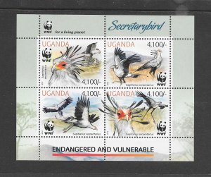 BIRDS - UGANDA #2021d  SECRETARYBIRD  WWF  MNH
