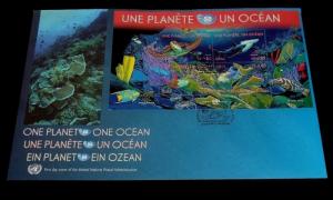 U.N. 2010, GENEVA,1 PLANET 1 OCEAN, SHEET/4 ON OVER SIZED COVER,FDC NICE! LQQK!