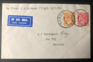 1935 Njoro Kenya British KUT First Return Flight Cover FFC To Nairobi