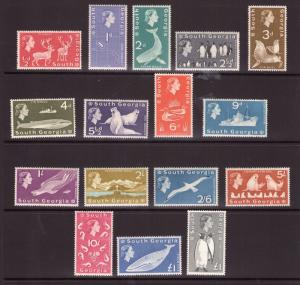 SOUTH GEORGIA QEII 1963 set SG1/16 superb MNH condition.