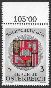 AUSTRIA 1966 University of Linz Issue Sc 784 MNH