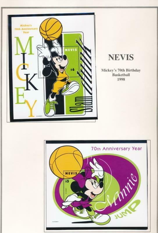 DISNEY NEVIS 1118-1123 MINT NH MICKEY'S 70TH BIRTHDAY