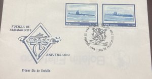 D)1986, PERU, FIRST DAY COVER, ISSUE, NAVAL MILITARY FORCE ANNIVERSARY, SUBMARI