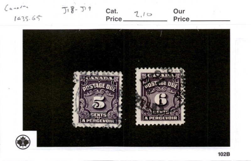 Canada, Postage Stamp, #J18-J19 Used, 1935 Postage Due (AB)