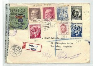 Czechoslovakia Cover *TIMBRE POSTE* OVERPRINT Customs Label 1952 Registered BU66