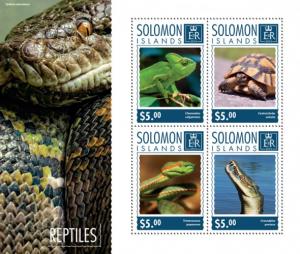 SOLOMON ISLANDS 2014 SHEET REPTILES LIZARDS TURTLES SNAKES CROCODILES slm14707a