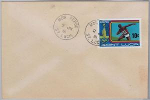 39788  ST LUCIA -  POSTAL HISTORY - COVER  nice postmark: MON REPOS 1981 olympic