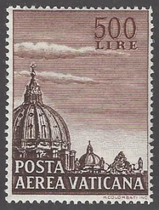 Vatican City #C22 MNH single, air mail Dome St. Peter's Basilica, issued 1953