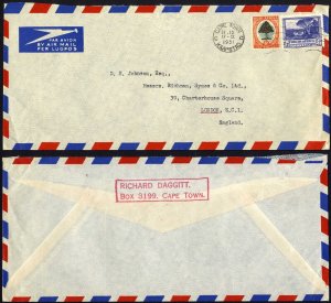 South Africa 1951 Airmail cover