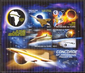 Chad 2019 Space Aviation Concorde VI Sheet MNH