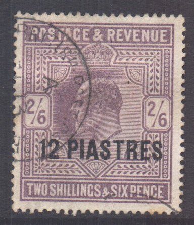 Levant (British) Scott 11 - SG11, 1902 Edward VII 12pi on 2/6d used