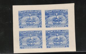 Newfoundland #90TC Extra Fine Never Hinged Imperf Trial Color Plate Proof Sheet