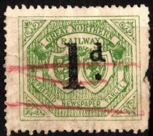 1899 Great Britain Great Northern Railway 1 Pence Prepaid Newspaper Parcel