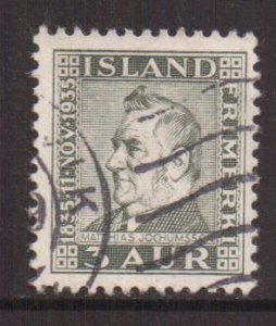 Iceland   #195  used    1935  Jochumsson   3a