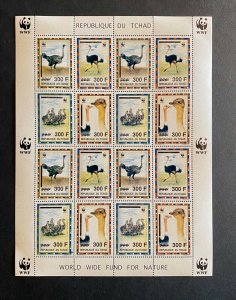 Stamps Mini-Sheet WWF Ostrich Overprinted Chad 1998 Perf.-