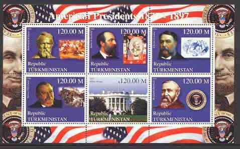 Turkmenistan 2000 US Presidents #03 perf sheet of 6 unmou...