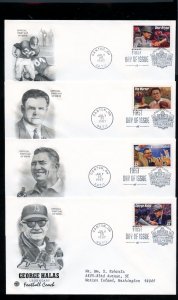 US 3143-3146 Football Coaches set of four addr PCS cachet FDC
