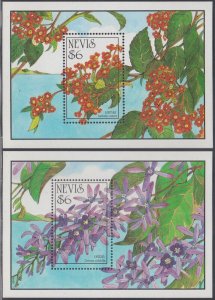 NEVIS Sc #792-3 CPL MNH SET of 2 SOUVENIR SHEETS - FLOWERS