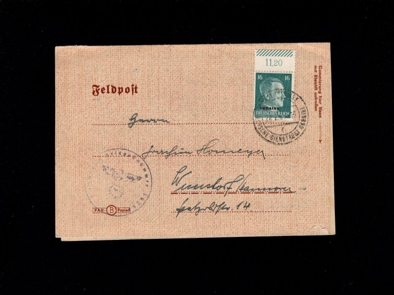 Germany WWII Felpost Lettersheet Unit 10247 16p Hitler Ukraine Dienstpost 6p