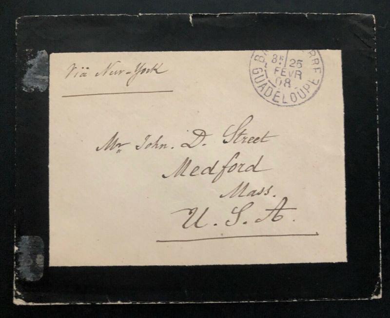 1908 Guadeloupe Morning Cover To Medford MA USA Via New York