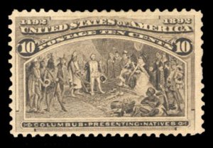 United States, 1893 Columbian Issue #237 Cat$95, 1893 10c black brown, hinged