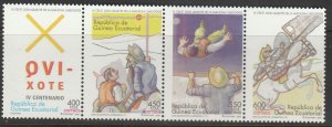 EQUATORIAL GUINEA 273, DON QUIJOTE, 400th ANNIV. STRIP OF 4. MNH. VF. (136)