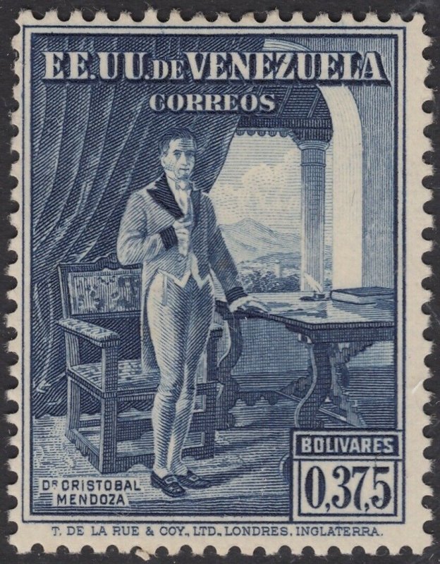 Venezuela 1939 37.5c Dark Blue. MNH unmounted. Scott 354, SG 598