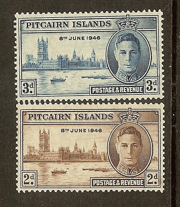 Pitcairn Isl, Scott #'s 9-10, KGVI Peace Issues, MLH 