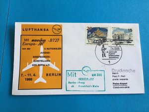 Germany Boeing 727 Europa Jet Berlin 1966 First Flight Stamp Cover R43819