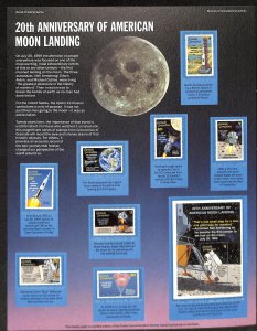 Postal Commemorative Society Stamp Panel MNH, Grenadines, Space Moon Landing