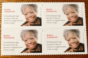 US # 4979 Maya Angelou Block of 4 forever 2015 Mint NH